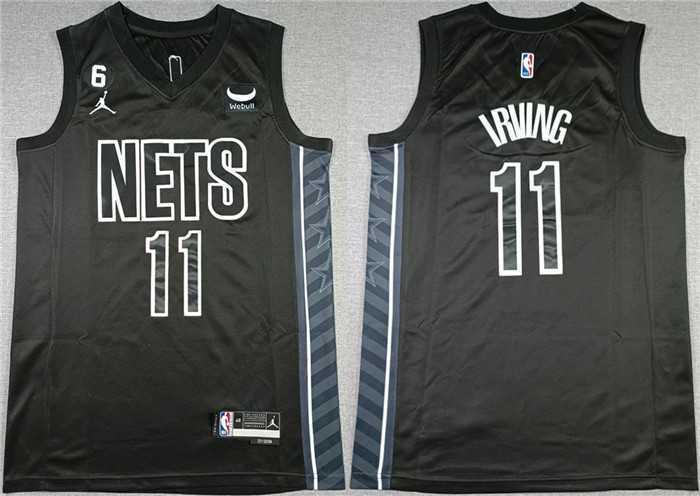 Men%27s Brooklyn Nets #11 Kyrie Irving Black2022-23 Statement Edition No.6 Patch Stitched Basketball Jersey
